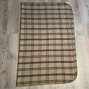 Vintage Field Gear Home wool Plaid Beige Maroon southwest wool Throw Blanket